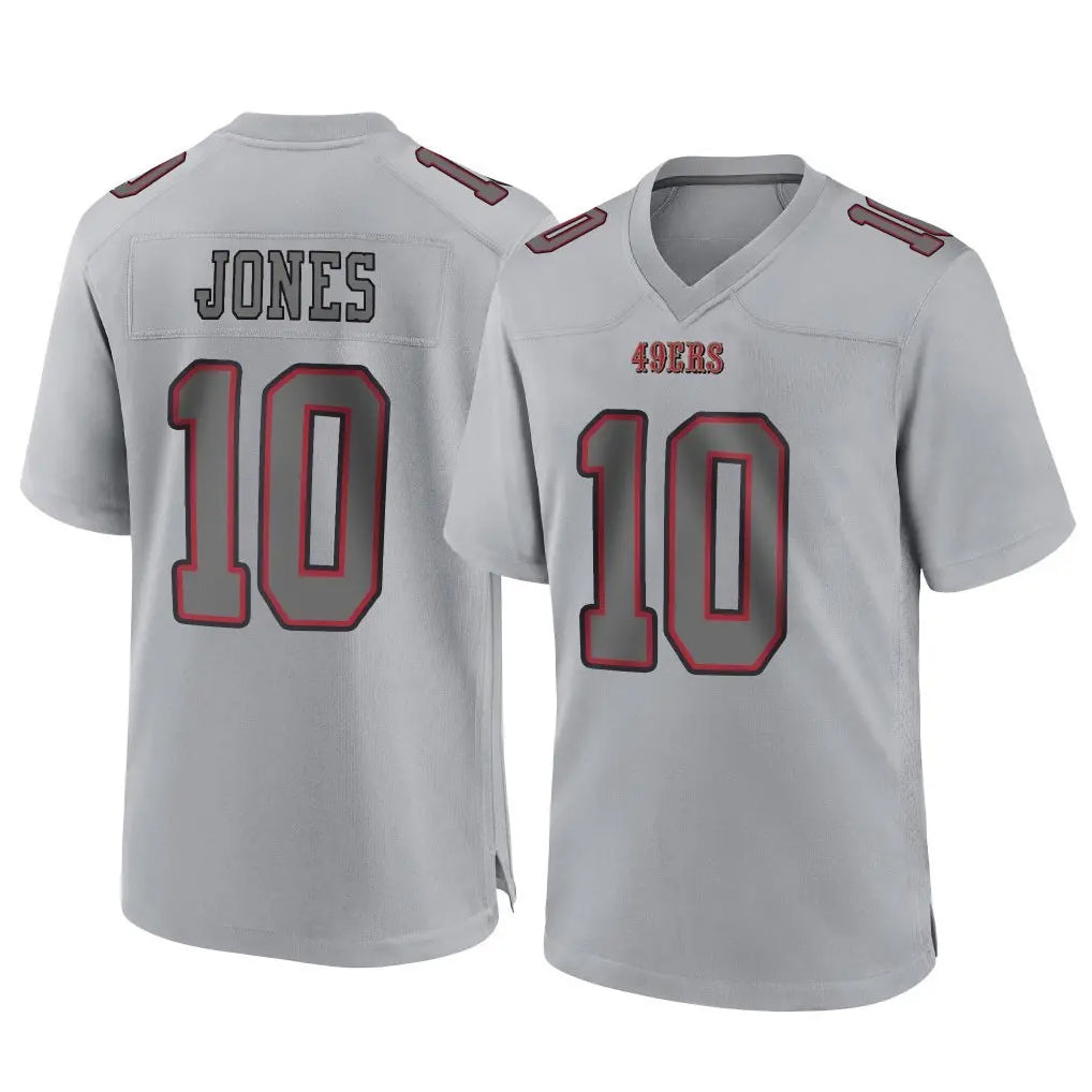 Punc SF.49ers #10 Mac Jones Player Gray Atmosphere Fashion Home Game Stitched Jerseys