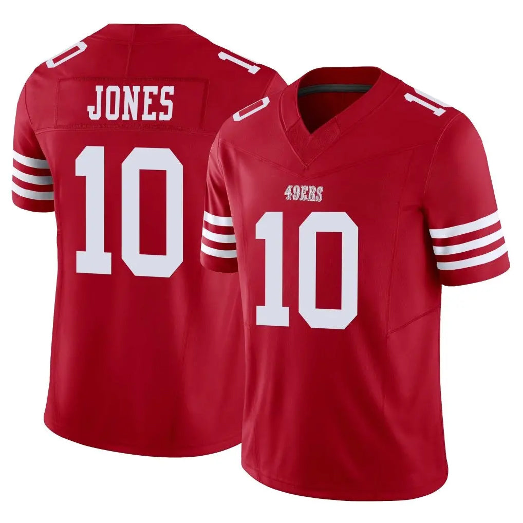 Punc SF.49ers #10 Mac Jones Player Red Limited Vapor F.U.S.E. Home Game Stitched Jerseys