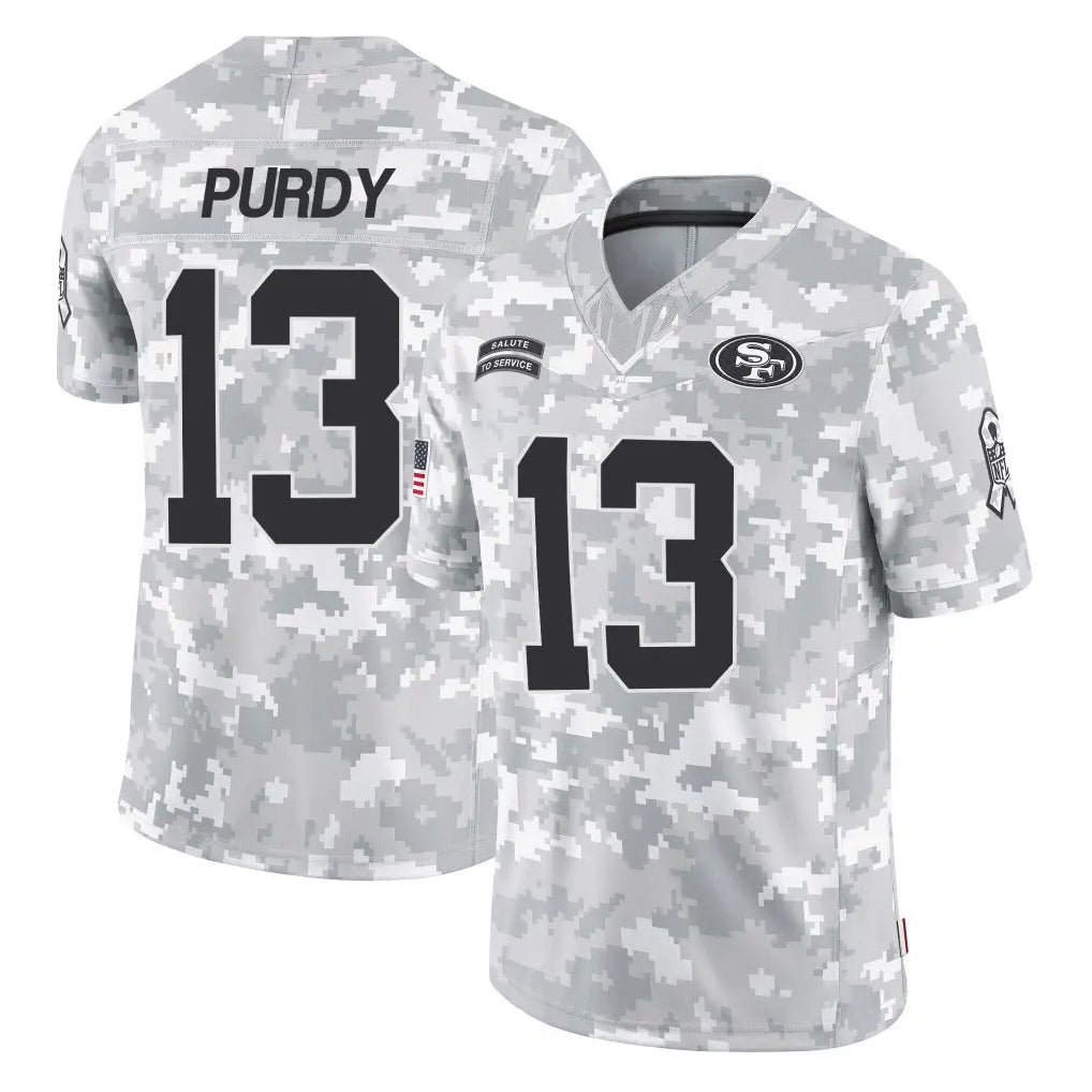 Punc SF.49ers #13 Brock Purdy Player Arctic Camo Limited Salute To Service Home Game Stitched Jerseys