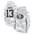 Punc SF.49ers #13 Brock Purdy Player Arctic Camo Limited Salute to Service Pullover Hoodies Game Stitched Jerseys
