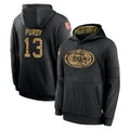 Punc SF.49ers #13 Brock Purdy Player Black Salute to Service Sideline Performance Pullover Hoodies Home Game Stitched Jerseys