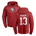 Punc SF.49ers #13 Brock Purdy Player Red LOGO Pullover Hoodies Home Game Stitched Jerseys