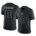 Punc SF.49ers #15 De'Zhaun Stribling Player Black Limited Reflective Home Game Stitched Jerseys