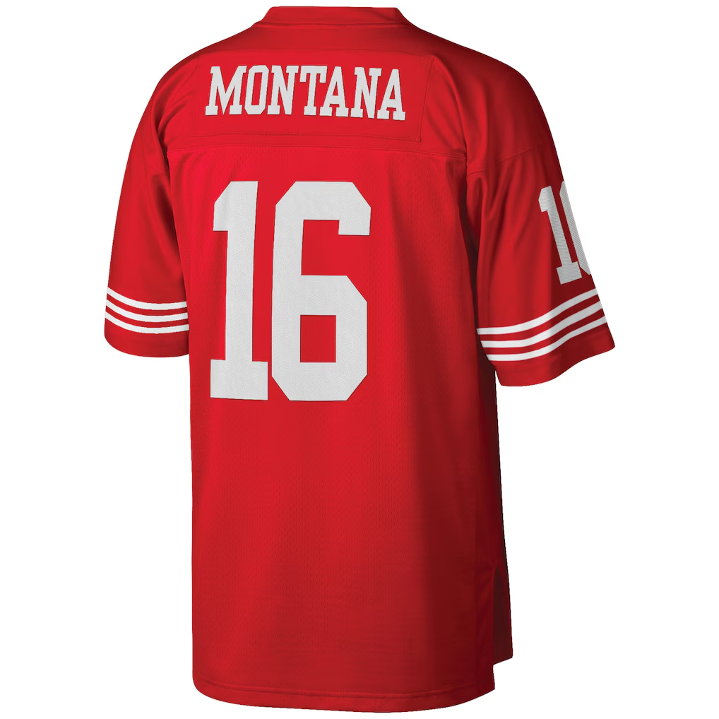 Punc SF.49ers #16 Joe Montana Mitchell & Ness Scarlet Big & Tall 1990 Retired Player Replica Jersey