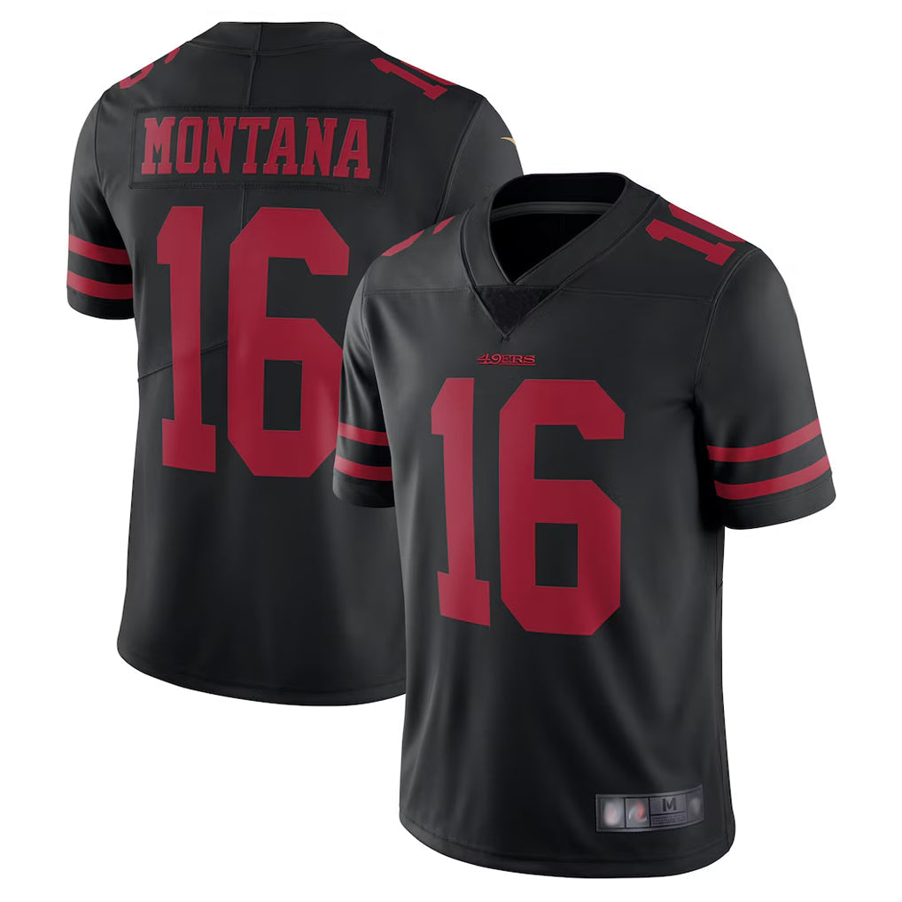 Punc SF.49ers #16 Joe Montana Player Black Vapor Untouchable Limited Throwback Stitched Jerseys