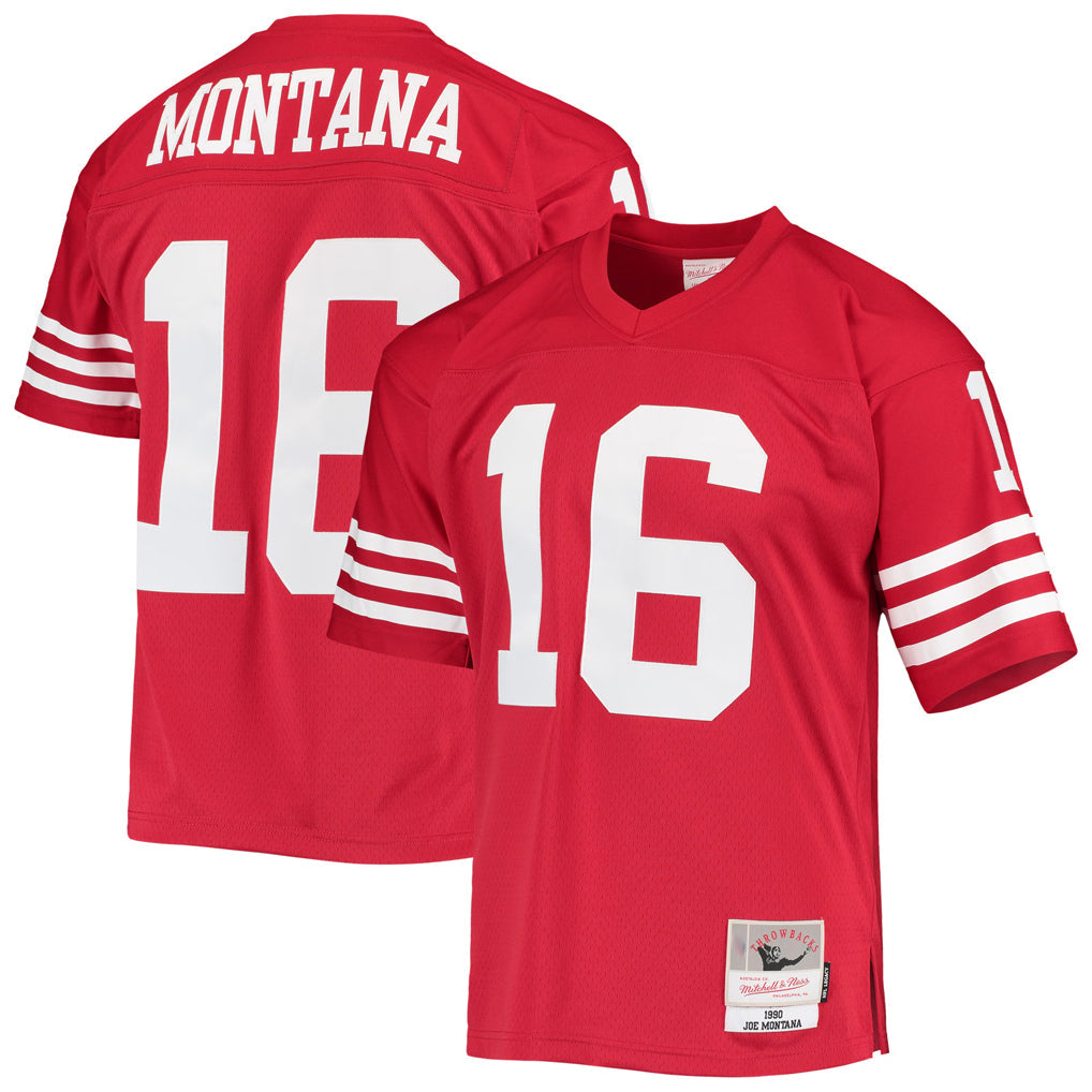 Punc SF.49ers #16 Joe Montana Player Mitchell & Ness Legacy Replica Scarlet Stitched Jerseys