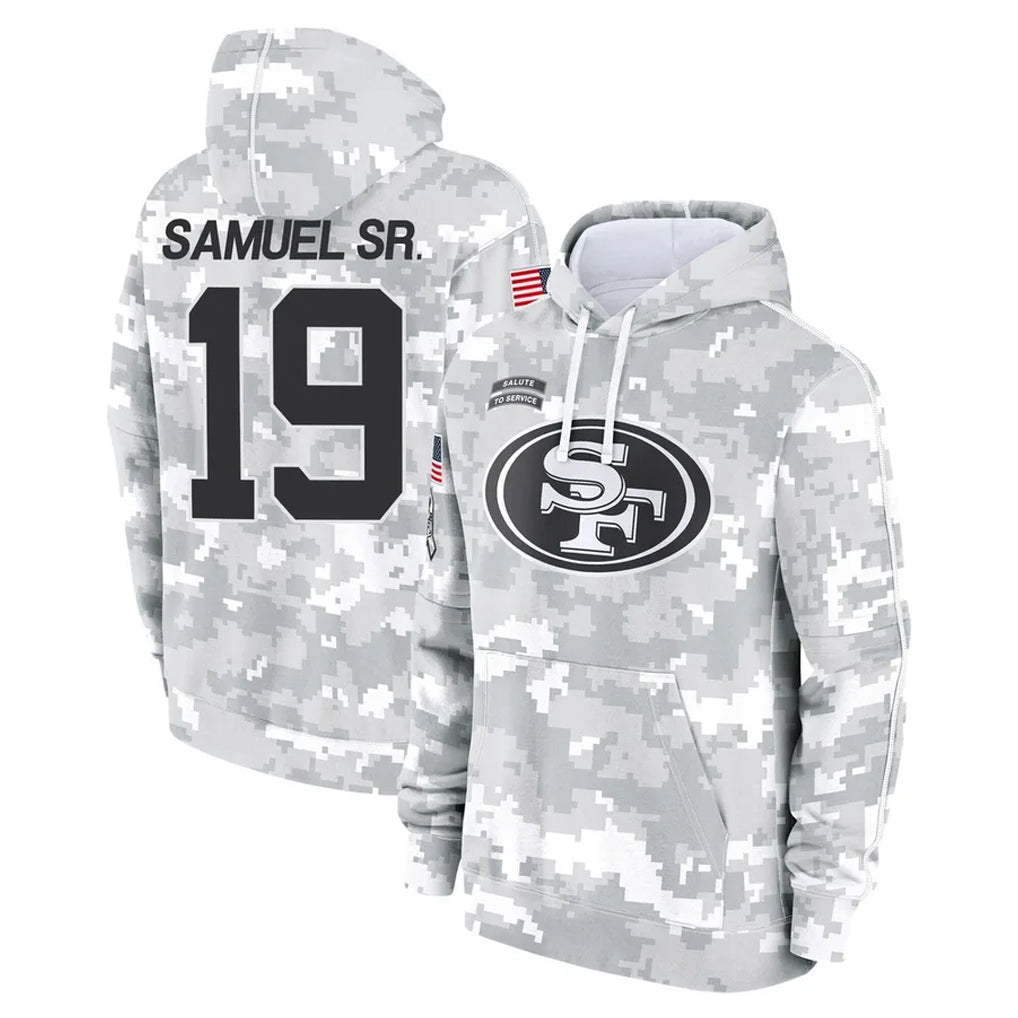 Punc SF.49ers #19 Deebo Samuel Sr. Player Arctic Camo Limited Salute to Service Pullover Hoodies Game Stitched Jerseys