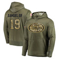 Punc SF.49ers #19 Deebo Samuel Sr. Player Olive Salute to Service Pullover Hoodie Home Game Stitched Jerseys