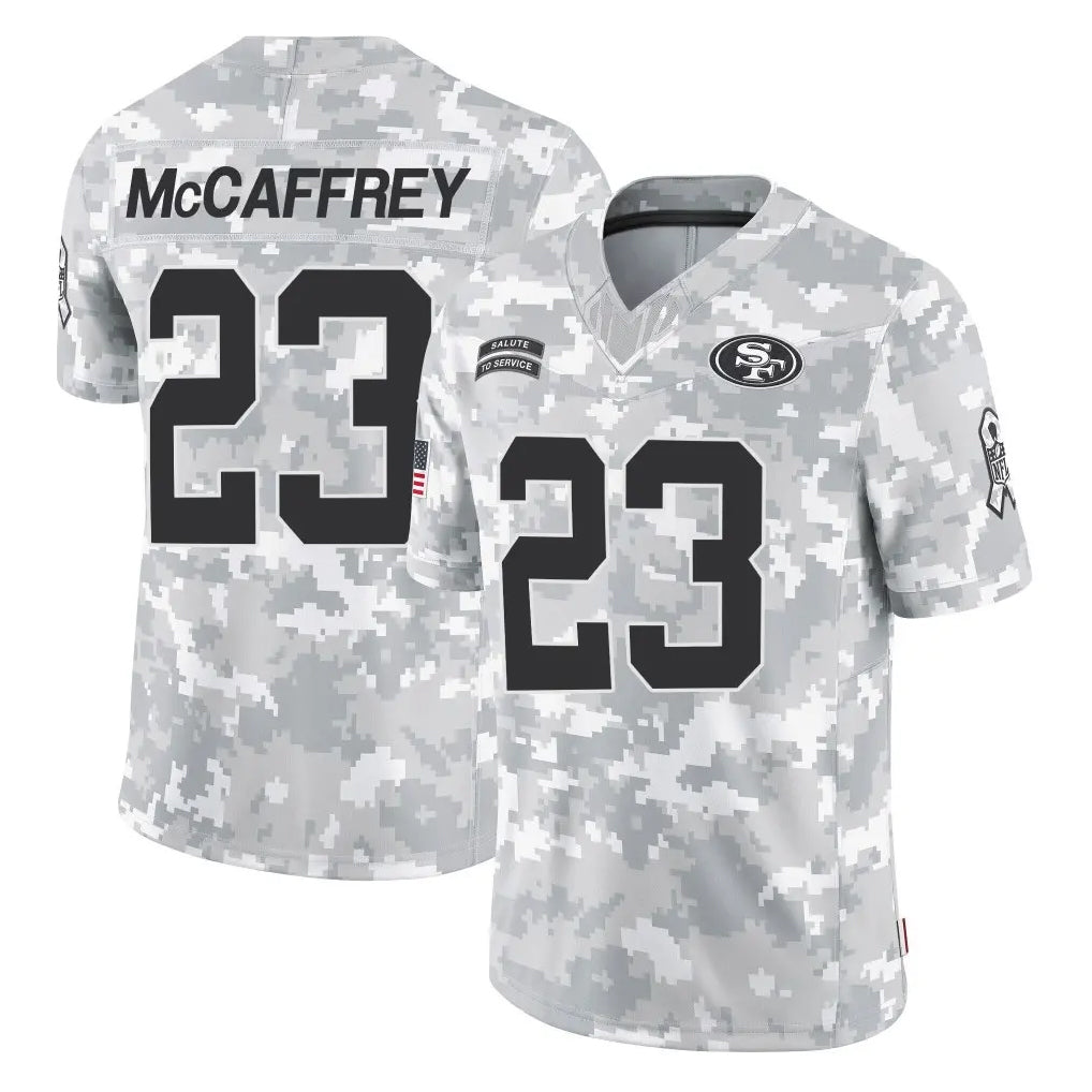 Punc SF.49ers #23 Christian McCaffrey Player Arctic Camo Limited Salute To Service Home Game Stitched Jerseys