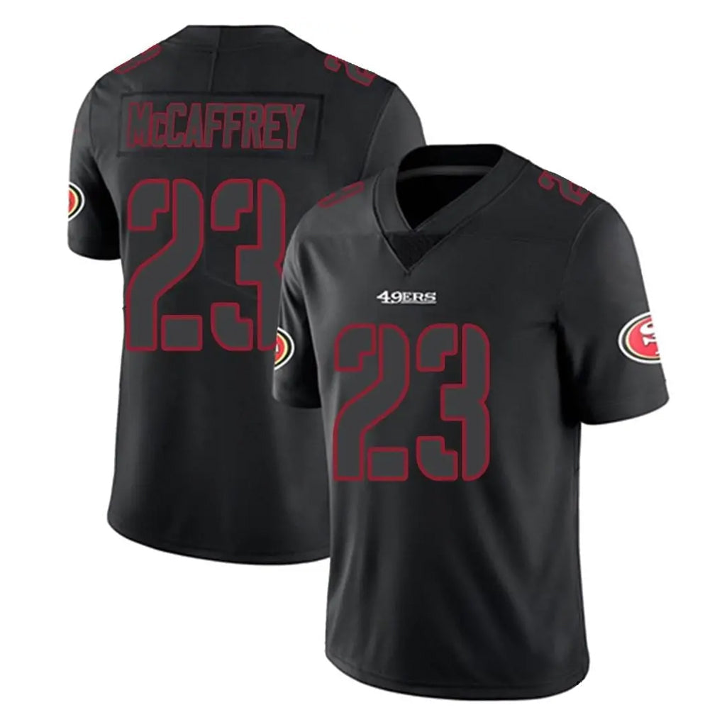 Punc SF.49ers #23 Christian McCaffrey Player Black Impact Limited Home Game Stitched Jerseys