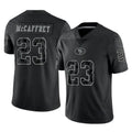 Punc SF.49ers #23 Christian McCaffrey Player Black Limited Reflective Home Game Stitched Jerseys