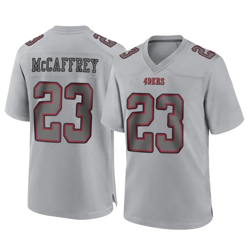 Punc SF.49ers #23 Christian McCaffrey Player Gray Atmosphere Fashion Home Game Stitched Jerseys