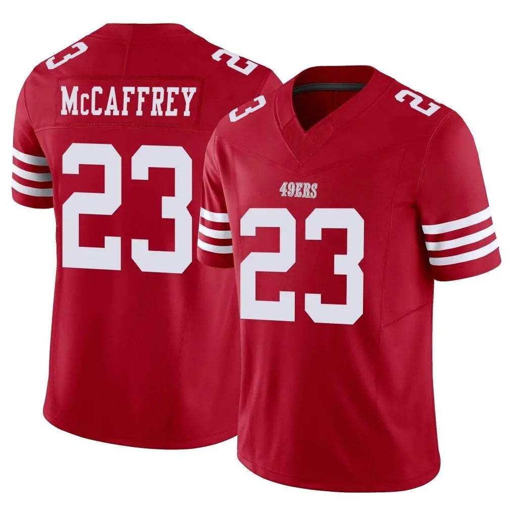 Punc SF.49ers #23 Christian McCaffrey Player Red Limited Vapor F.U.S.E. Home Game Stitched Jerseys