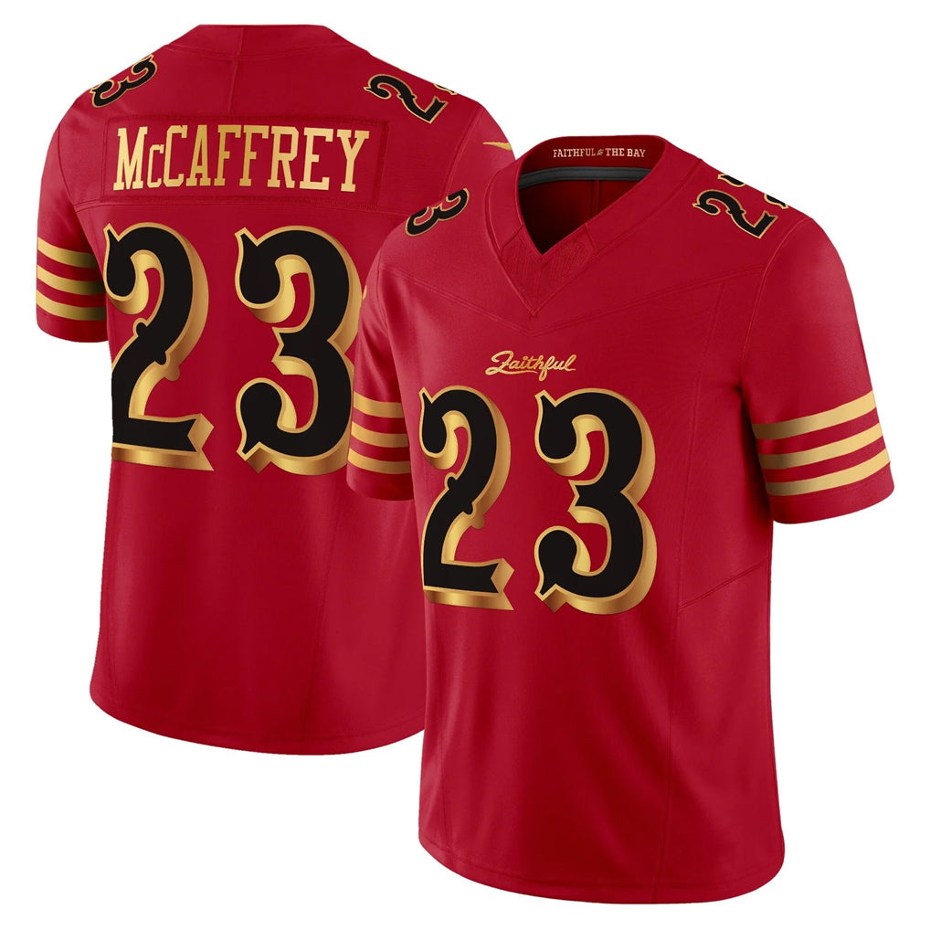 Punc SF.49ers #23 Christian McCaffrey Player Red Rivalries Vapor Limited Home Game Stitched Jerseys