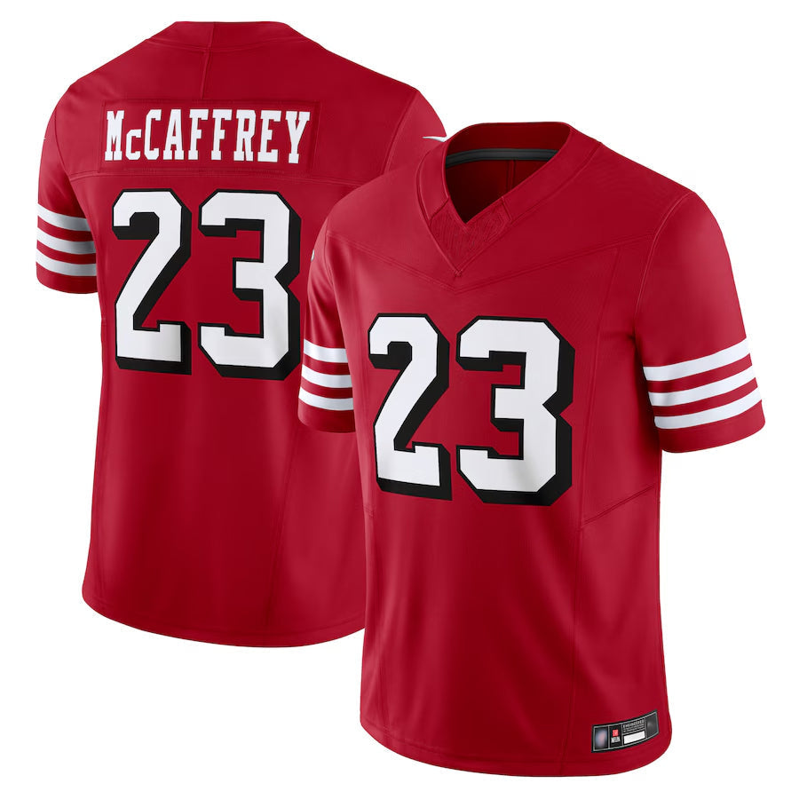 Punc SF.49ers #23 Christian McCaffrey Player Scarlet Vapor F.U.S.E. Limited Stitched Jerseys