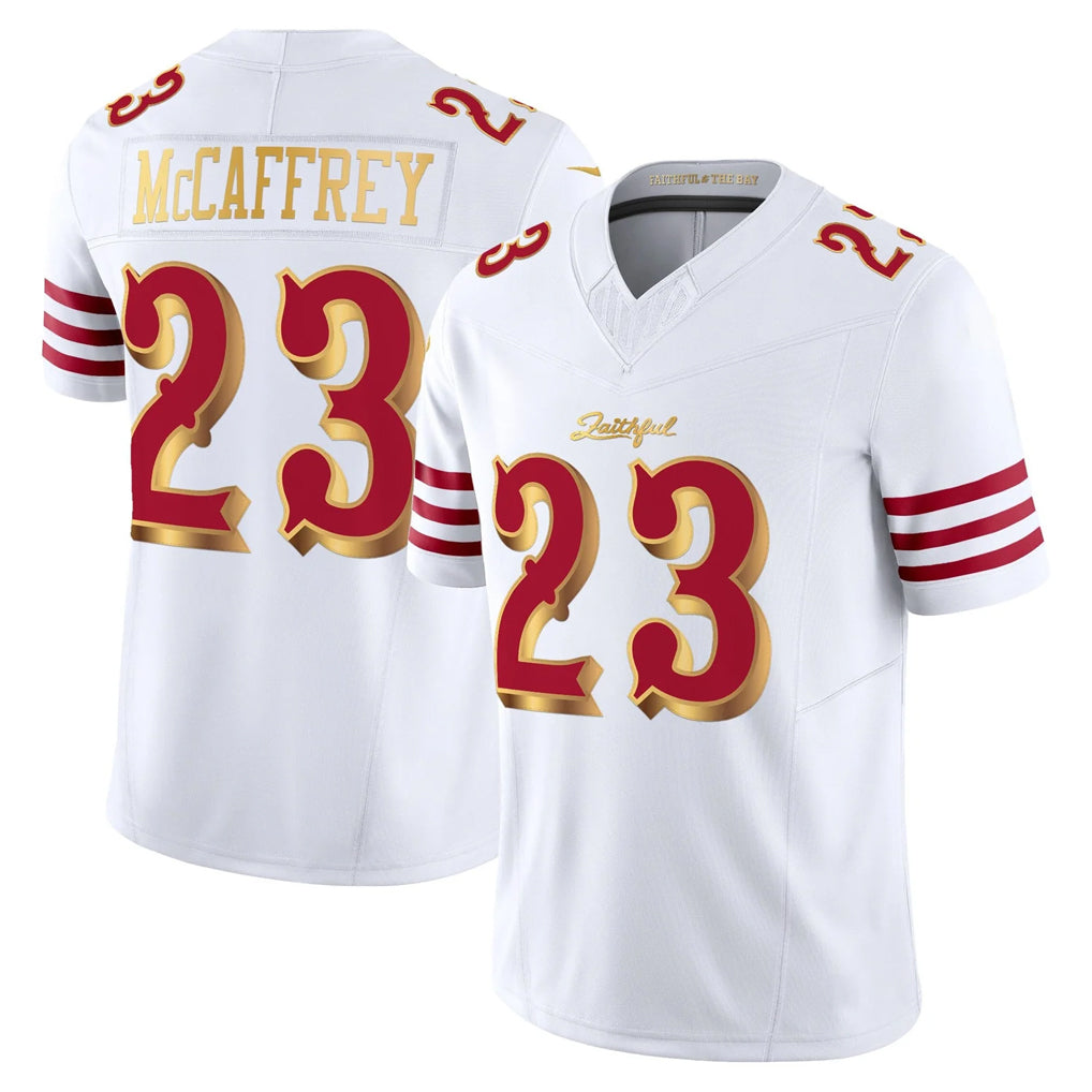 Punc SF.49ers #23 Christian McCaffrey Player White 2025 Rivalries Collection Game Limited Stitched Jerseys