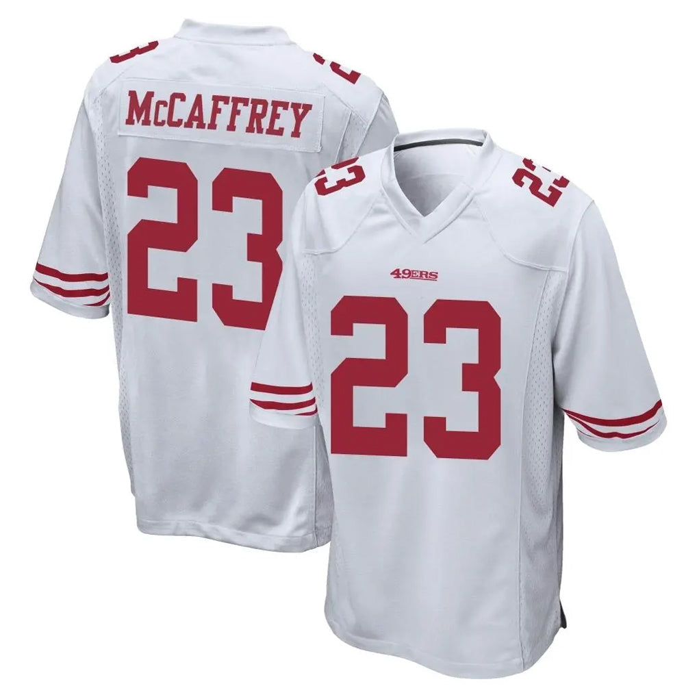 Punc SF.49ers #23 Christian McCaffrey Player White Home Game Stitched Jerseys