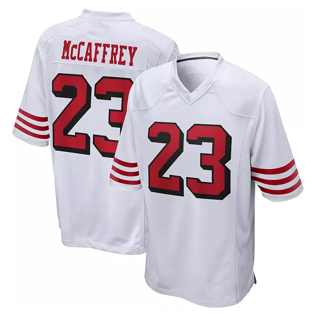 Punc SF.49ers #23 Christian McCaffrey Player White Limited Home Game Stitched Jerseys