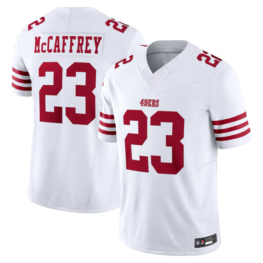 Punc SF.49ers #23 Christian McCaffrey Player White Vapor F.U.S.E. Limited Stitched Jerseys