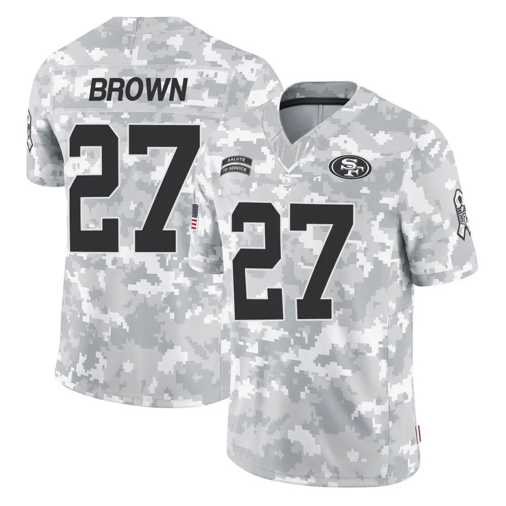 Punc SF.49ers #27 Ji'Ayir Brown Player Arctic Camo Limited Salute To Service Home Game Stitched Jerseys
