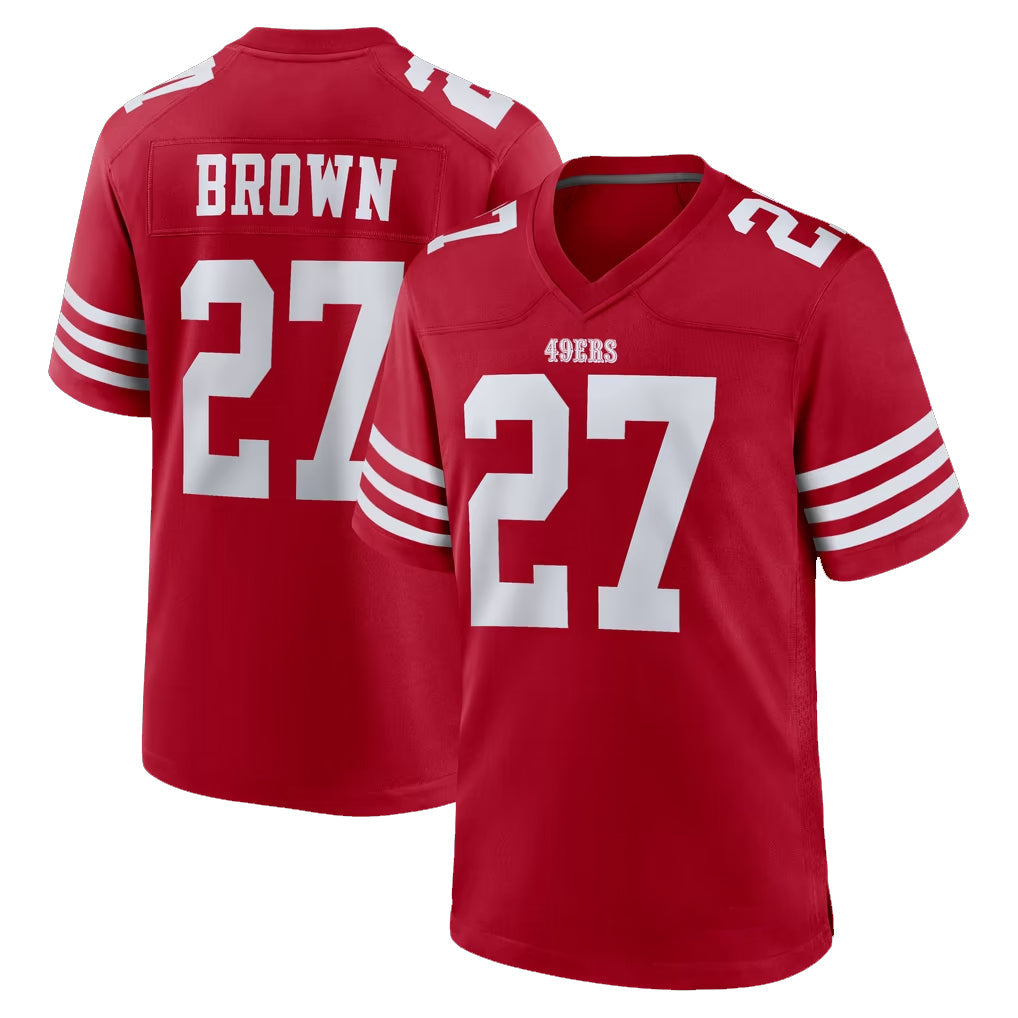 Punc SF.49ers #27 Ji'Ayir Brown Player Red Game Home Stitched Jerseys