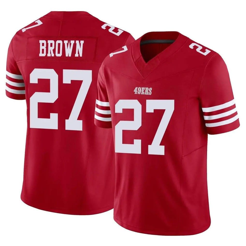 Punc SF.49ers #27 Ji'Ayir Brown Player Red Limited Vapor F.U.S.E. Home Game Stitched Jerseys