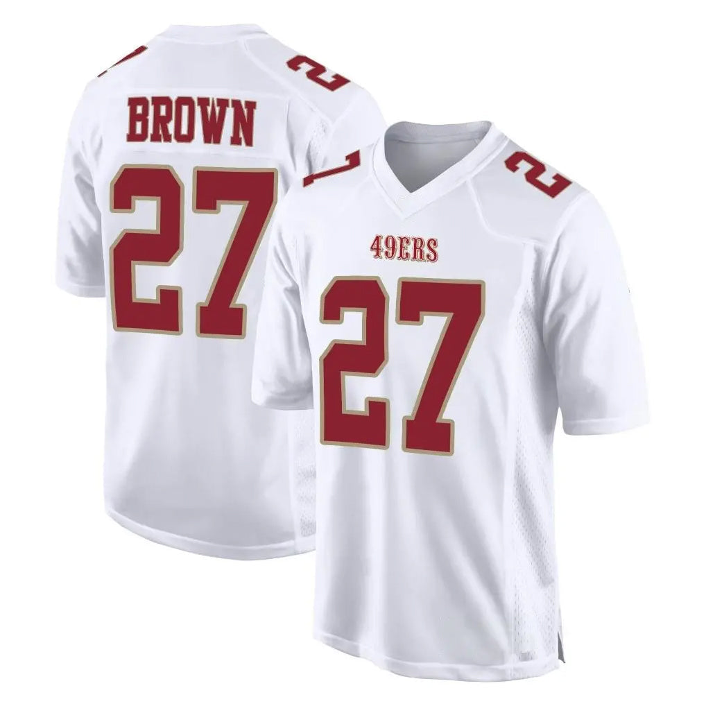 Punc SF.49ers #27 Ji'Ayir Brown Player White Fashion Home Game Stitched Jerseys