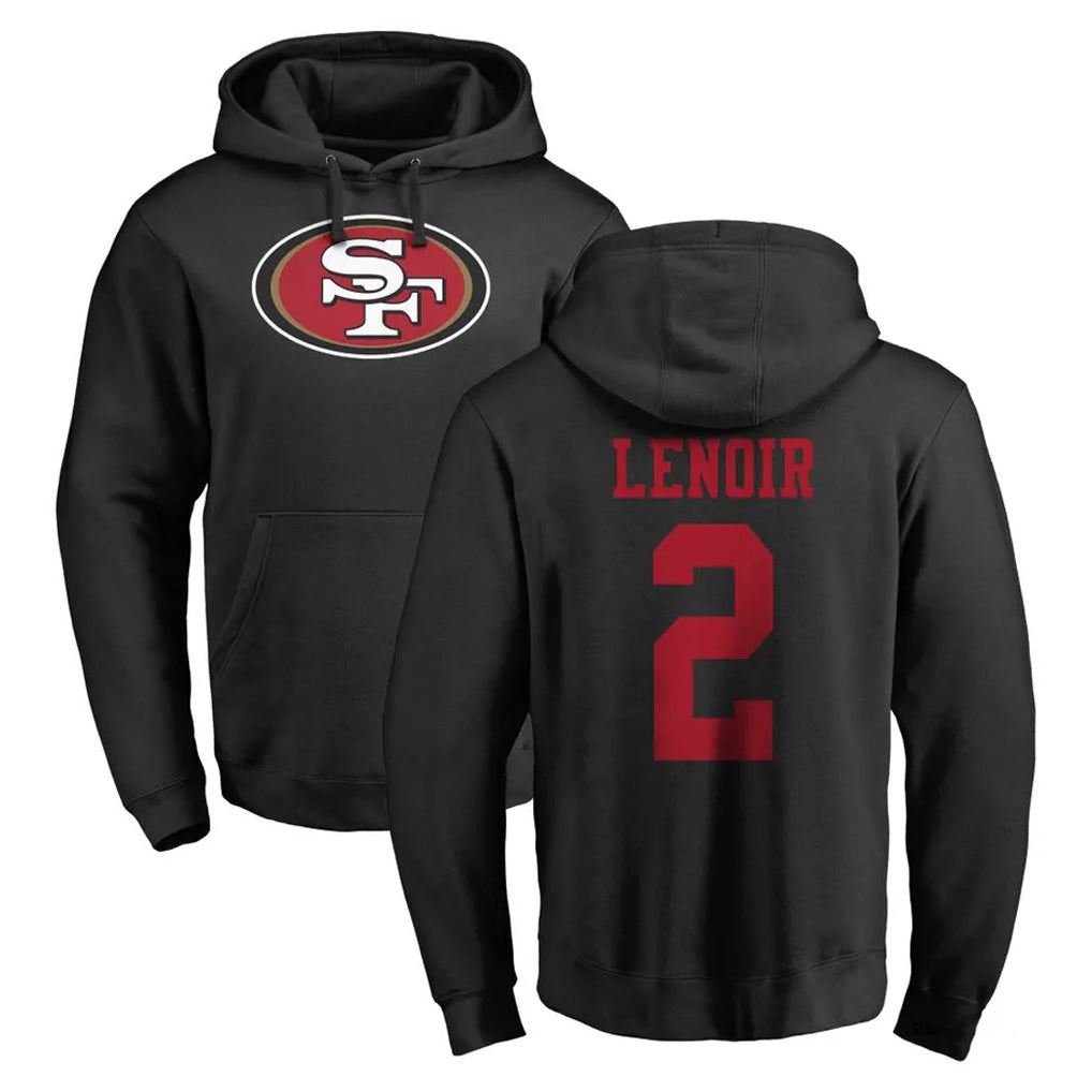 Punc SF.49ers #2 Deommodore Lenoir Player Black LOGO Pullover Hoodies Home Game Stitched Jerseys