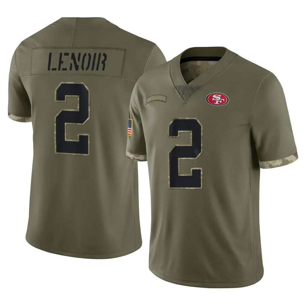 Punc SF.49ers #2 Deommodore Lenoir Player Olive Limited Salute To Service Home Game Stitched Jerseys