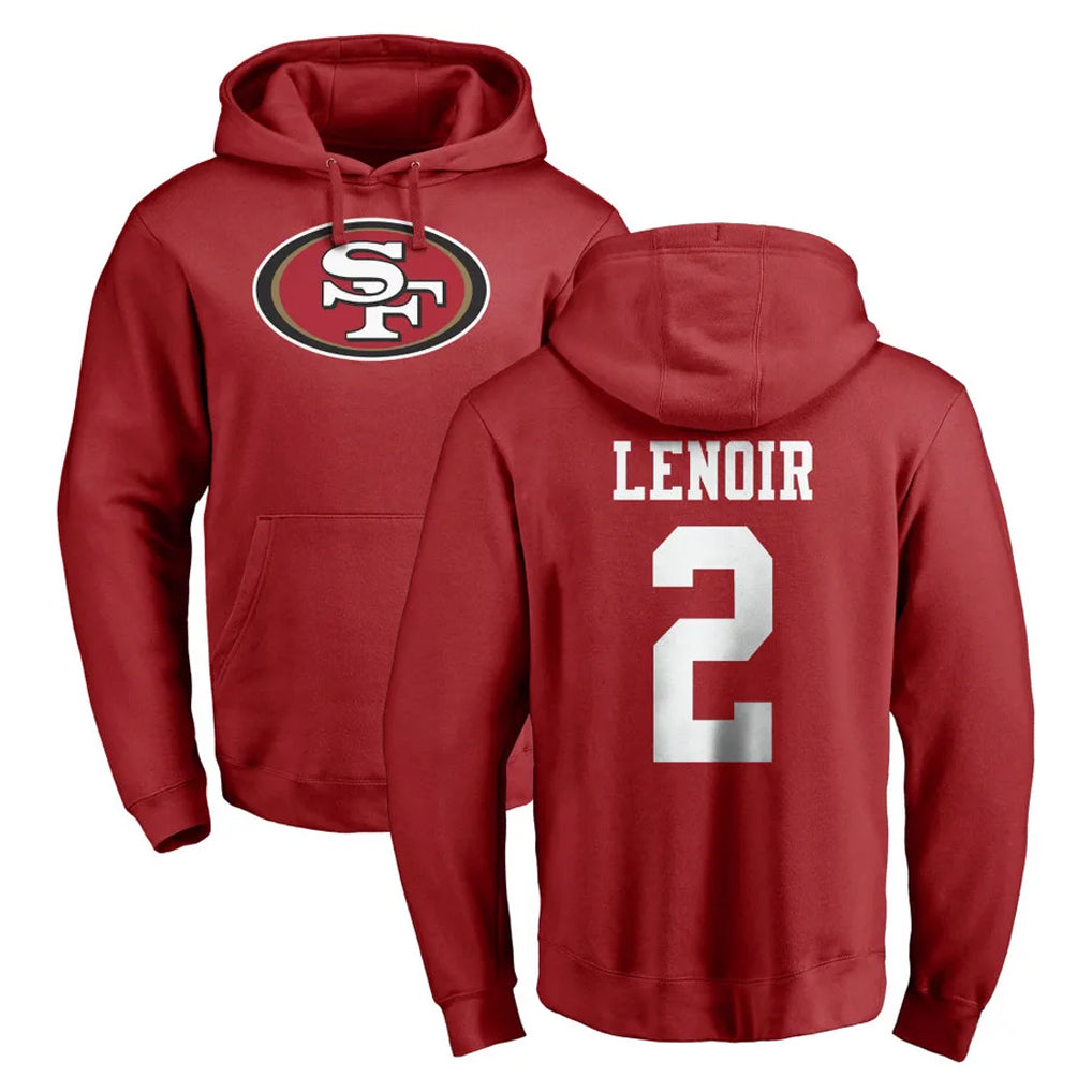 Punc SF.49ers #2 Deommodore Lenoir Player Red LOGO Pullover Hoodies Home Game Stitched Jerseys