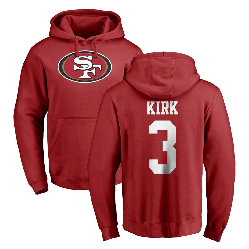 Punc SF.49ers #3 Christian Kirk Player Red LOGO Pullover Hoodies Home Game Stitched Jerseys