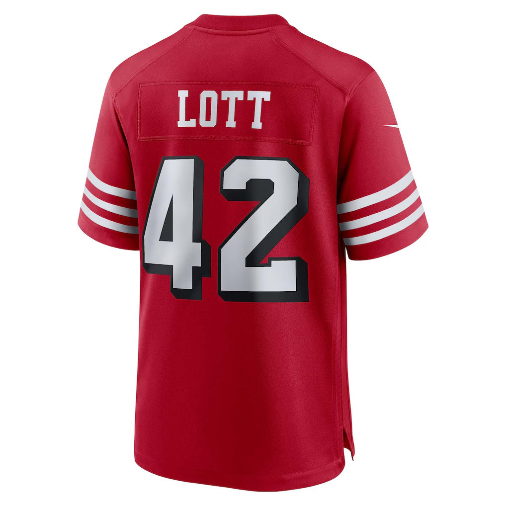 Punc SF.49ers #42 Ronnie Lott Scarlet Retired Player Alternate Game Stitched Jerseys
