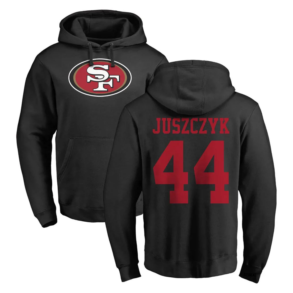 Punc SF.49ers #44 Kyle Juszczyk Player Black LOGO Pullover Hoodies Home Game Stitched Jerseys
