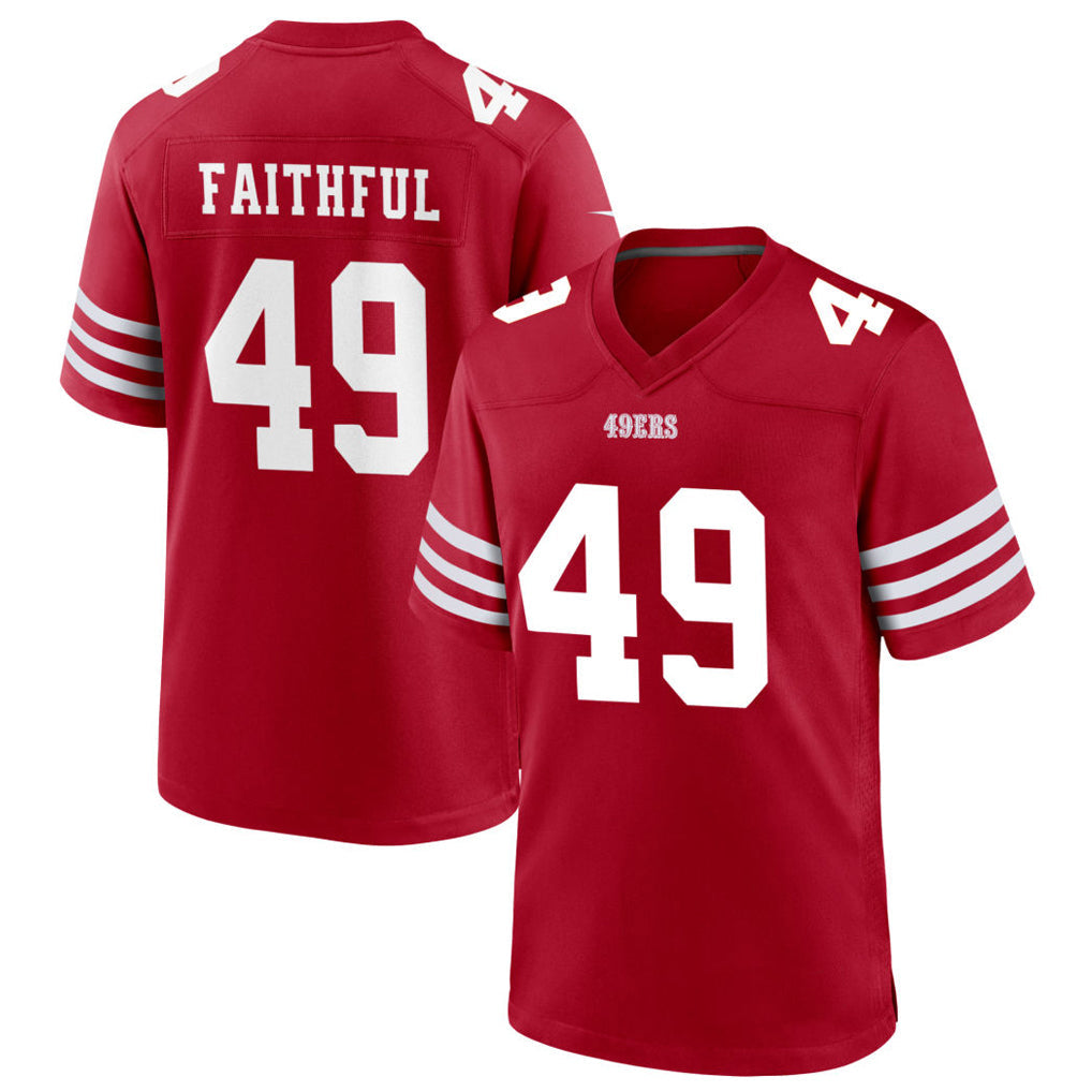 Punc SF.49ers #49 The Faithful Player Scarlet Home Game Football Jerseys
