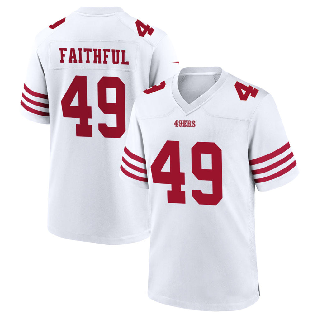 Punc SF.49ers #49 The Faithful Player White Home Game Football Jerseys