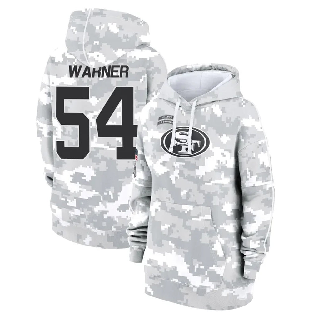 Punc SF.49ers #54 Fred Warner Player Arctic Camo Salute to Service Hoodies Stitched Jerseys