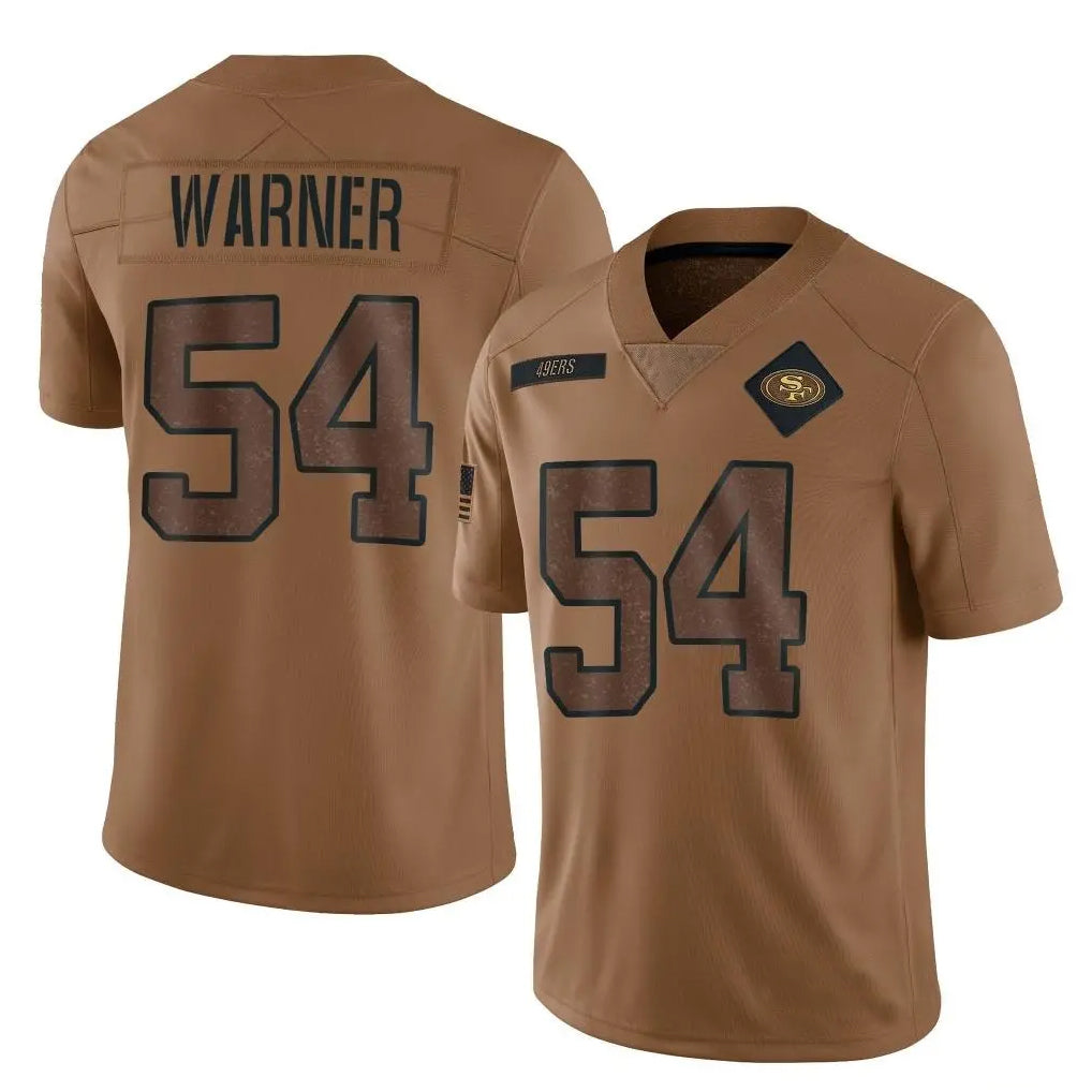 Punc SF.49ers #54 Fred Warner Player Brown Salute To Service Limited Stitched Jerseys