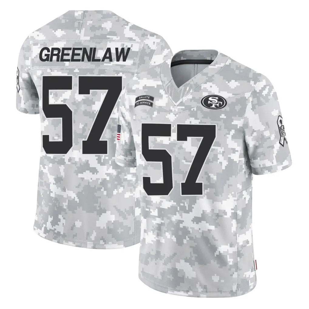 Punc SF.49ers #57 Dre Greenlaw Player Arctic Camo Limited Salute To Service Home Game Stitched Jerseys
