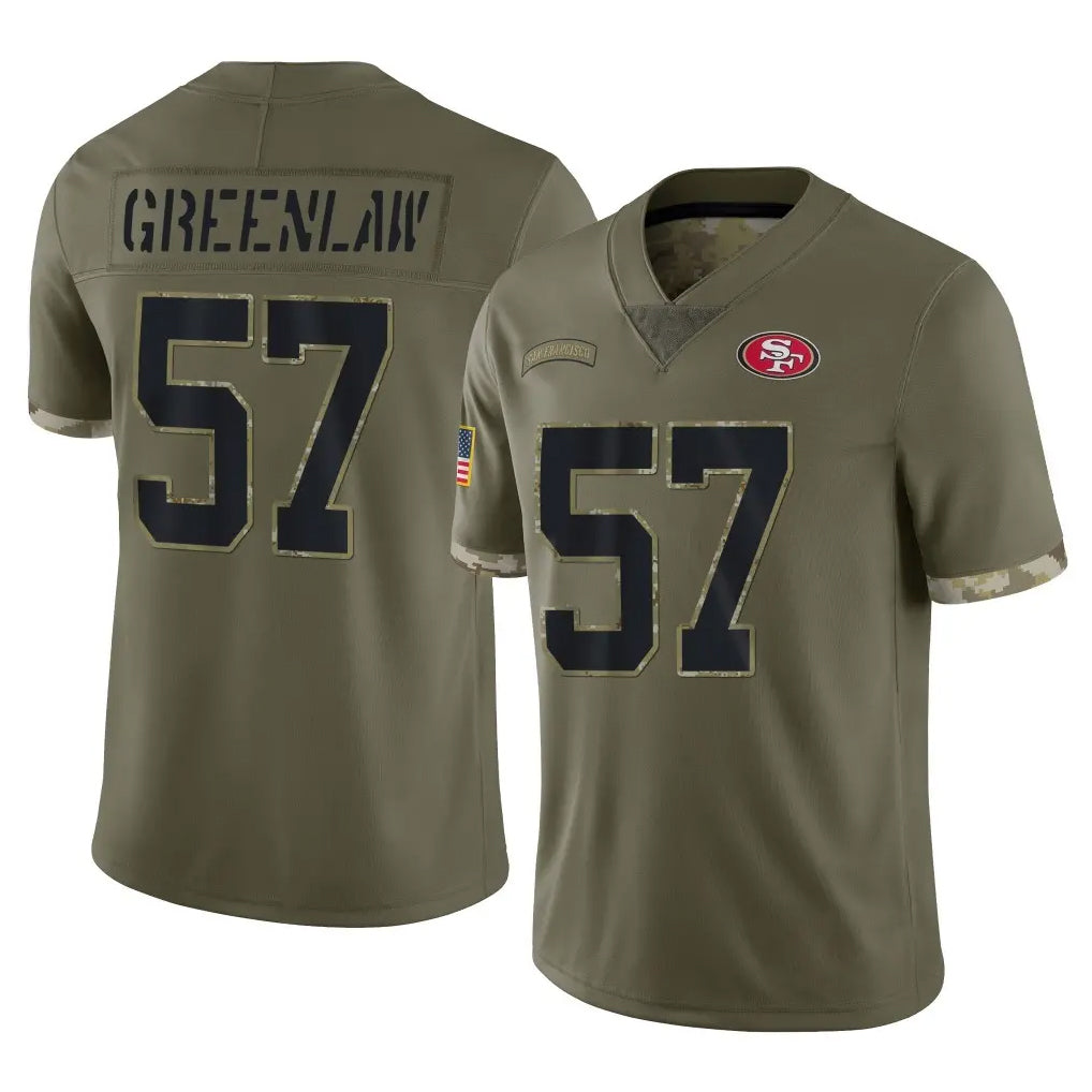 Punc SF.49ers #57 Dre Greenlaw Player Olive Limited Salute To Service Home Game Stitched Jerseys