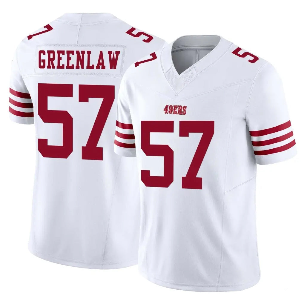 Punc SF.49ers #57 Dre Greenlaw Player White Limited Vapor F.U.S.E. Home Game Stitched Jerseys