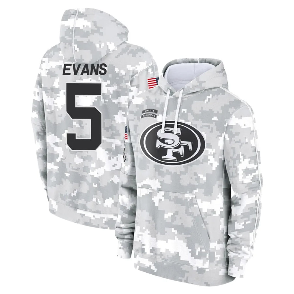 Punc SF.49ers #5 Mike Evans Player Arctic Camo Limited Salute to Service Pullover Hoodies Game Stitched Jerseys