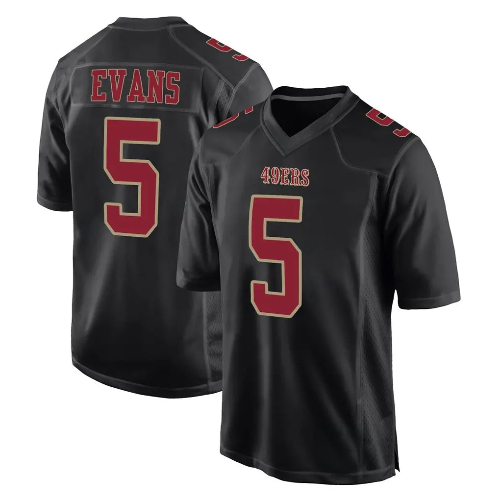Punc SF.49ers #5 Mike Evans Player Black Fashion Home Game Stitched Jerseys