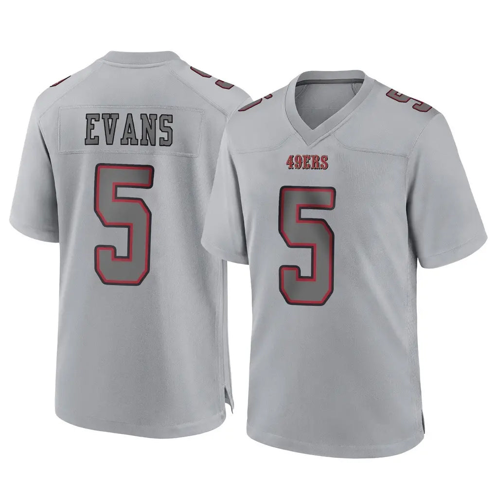 Punc SF.49ers #5 Mike Evans Player Gray Atmosphere Fashion Home Game Stitched Jerseys