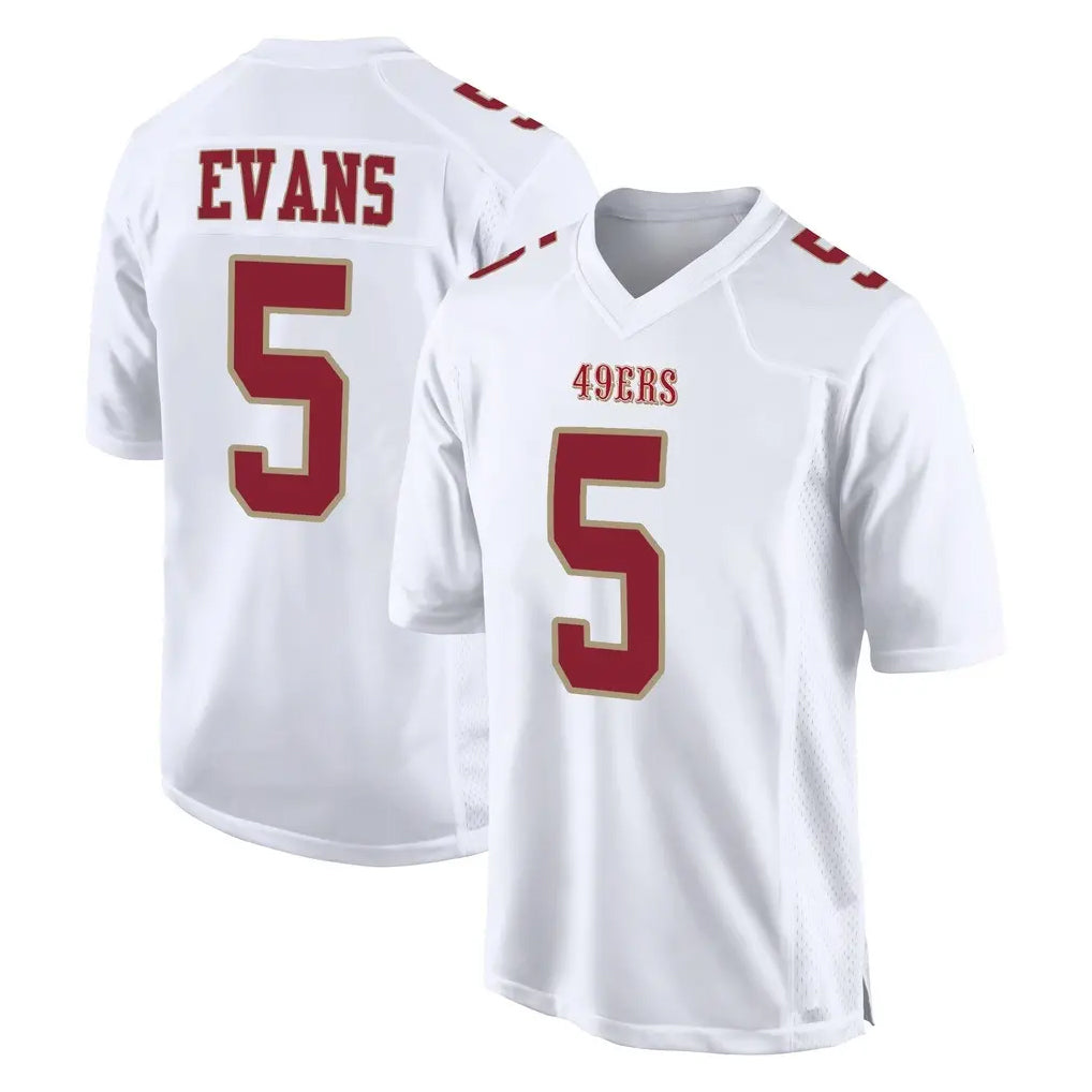 Punc SF.49ers #5 Mike Evans Player White Fashion Home Game Stitched Jerseys