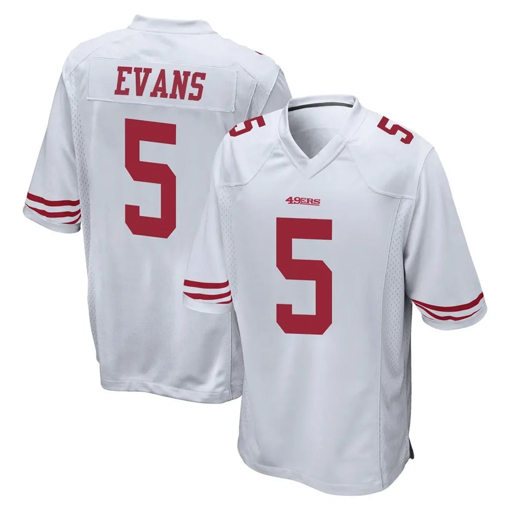 Punc SF.49ers #5 Mike Evans Player White Home Game Stitched Jerseys
