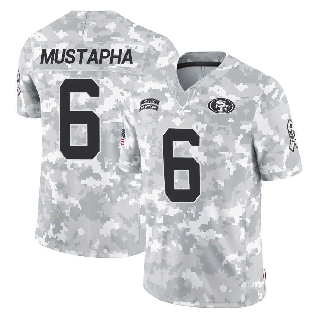Punc SF.49ers #6 Malik Mustapha Player Arctic Camo Limited Salute To Service Home Game Stitched Jerseys