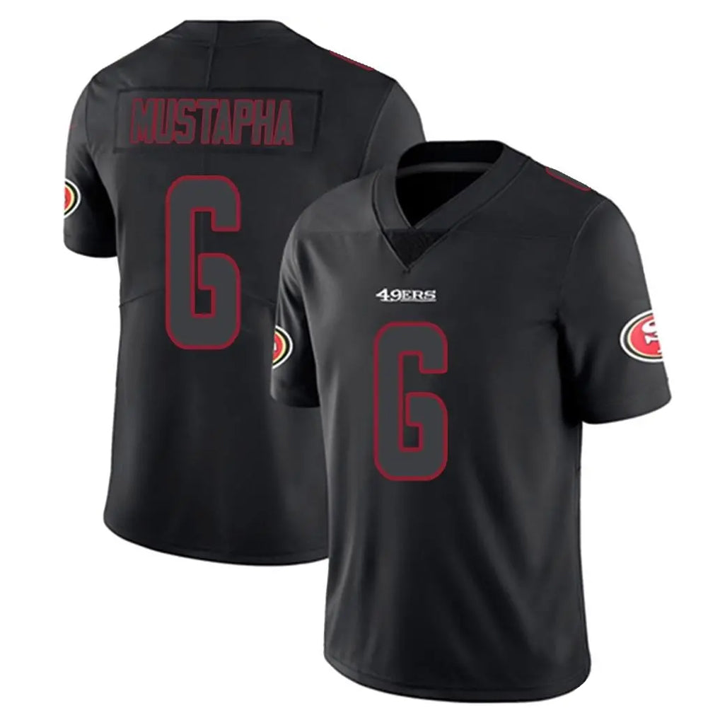 Punc SF.49ers #6 Malik Mustapha Player Black Impact Limited Home Game Stitched Jerseys