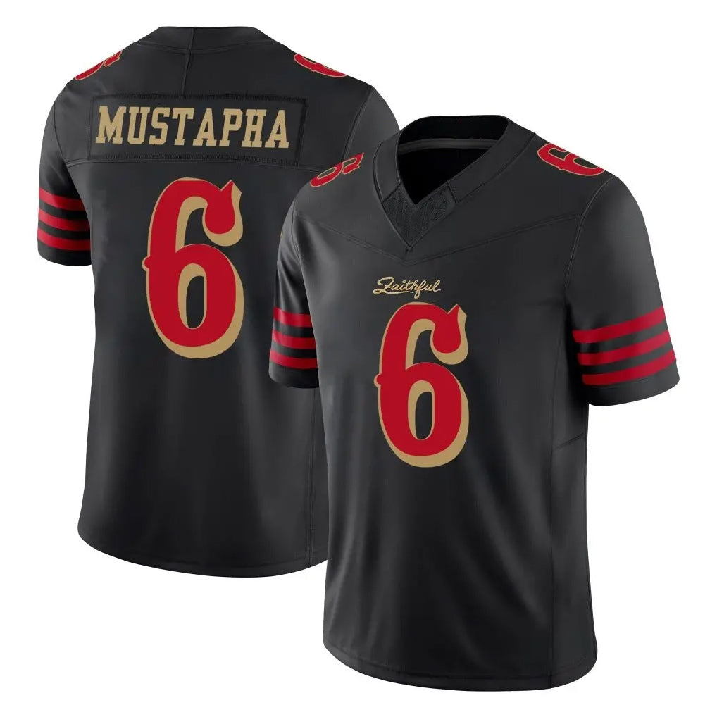Punc SF.49ers #6 Malik Mustapha Player Black Limited Rivalries Collection Home Game Stitched Jerseys