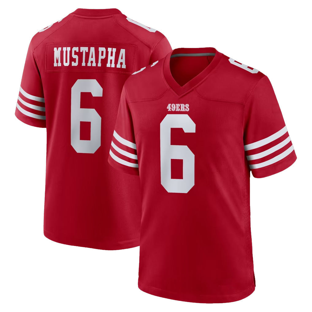 Punc SF.49ers #6 Malik Mustapha Player Red Game Home Stitched Jerseys