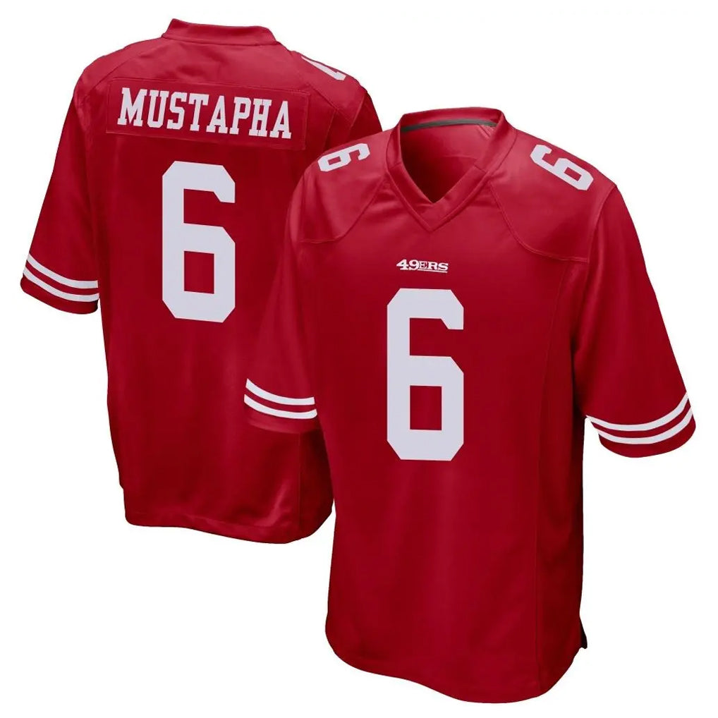 Punc SF.49ers #6 Malik Mustapha Player Red Home Game Stitched Jerseys